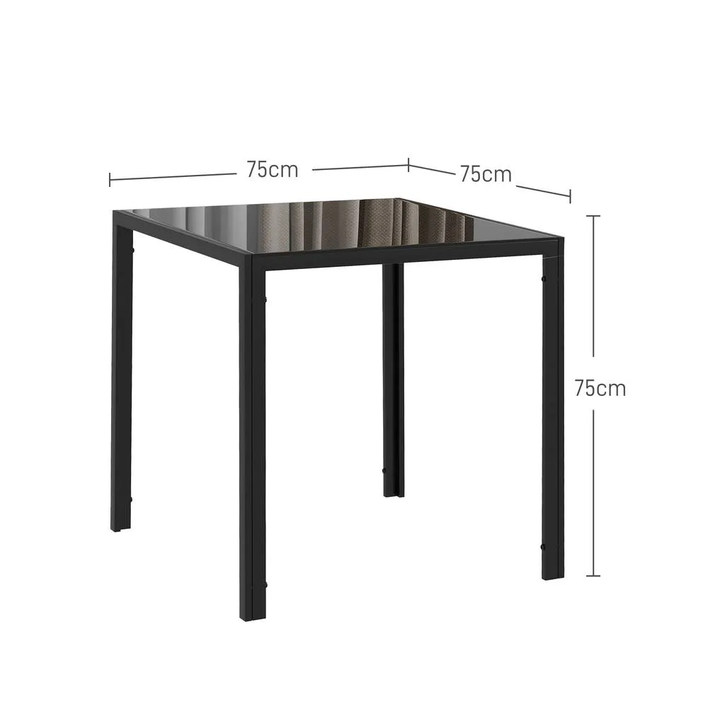 HOMCOM Modern Square Dining Table with Tempered Glass Top Metal Legs in Black 3