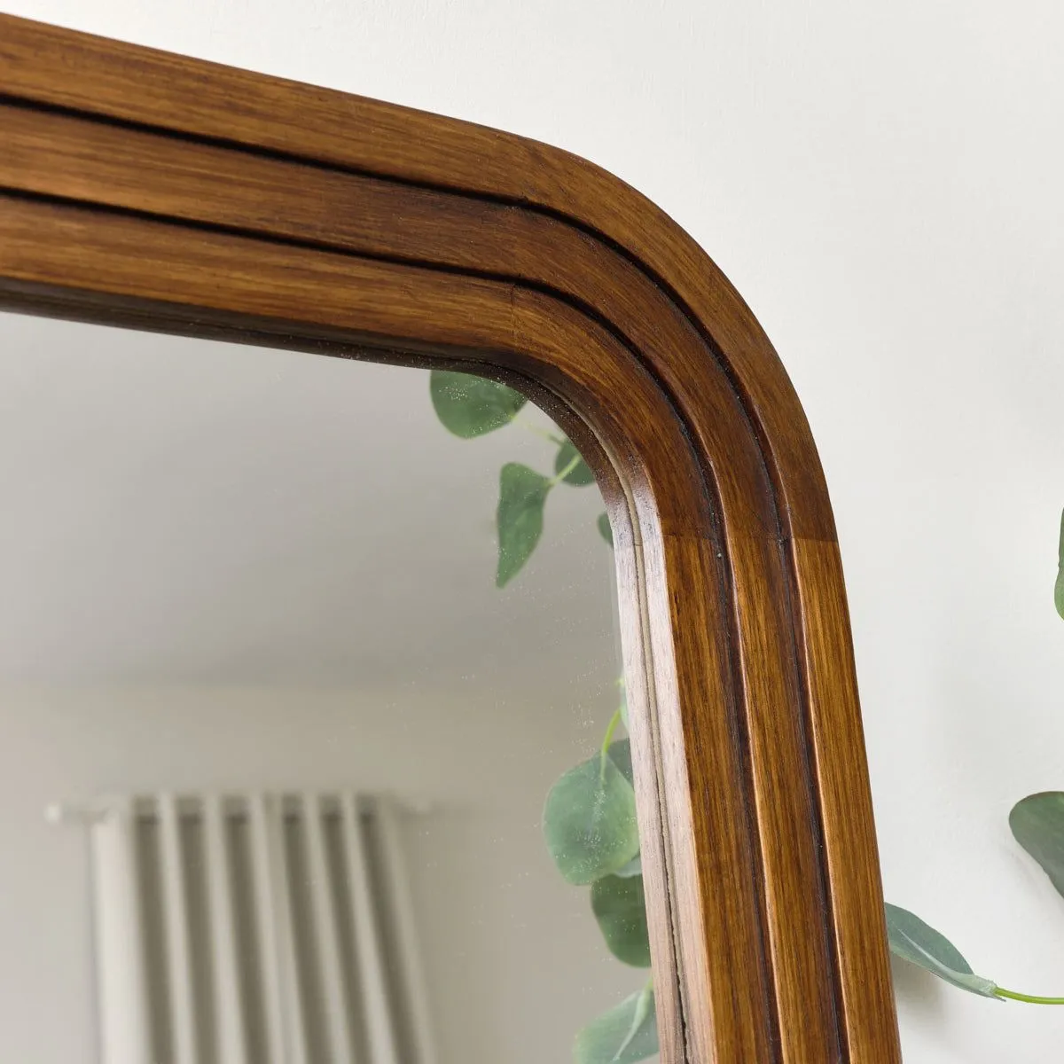 Melody Maison Dark Wood Arched Frame Wall Mirror 60cm X 140cm in Dark Brown 4