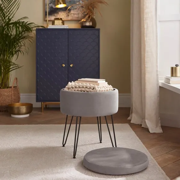 Return - Avery Velvet Storage Footstool 3