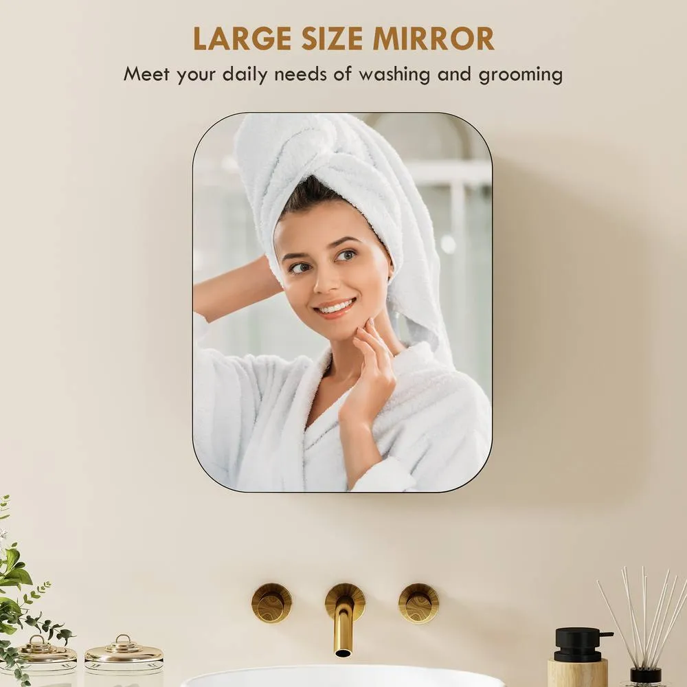 HOMCOM Wall Mounted Bathroom Cabinet with Mirror Adjustable Shelves in Black 6