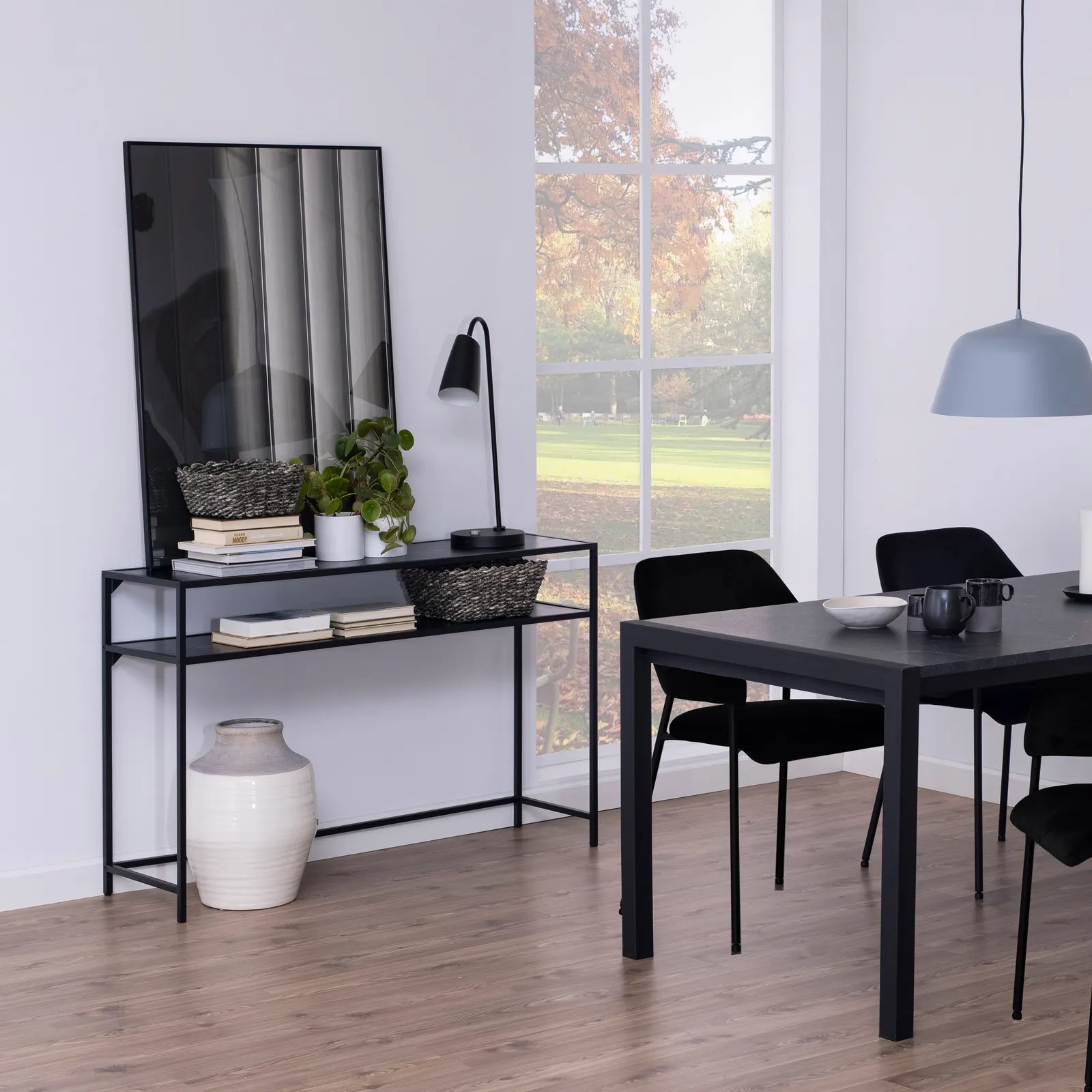 Furniture To Go Seaford Black Metal Console Table With Black Top 4
