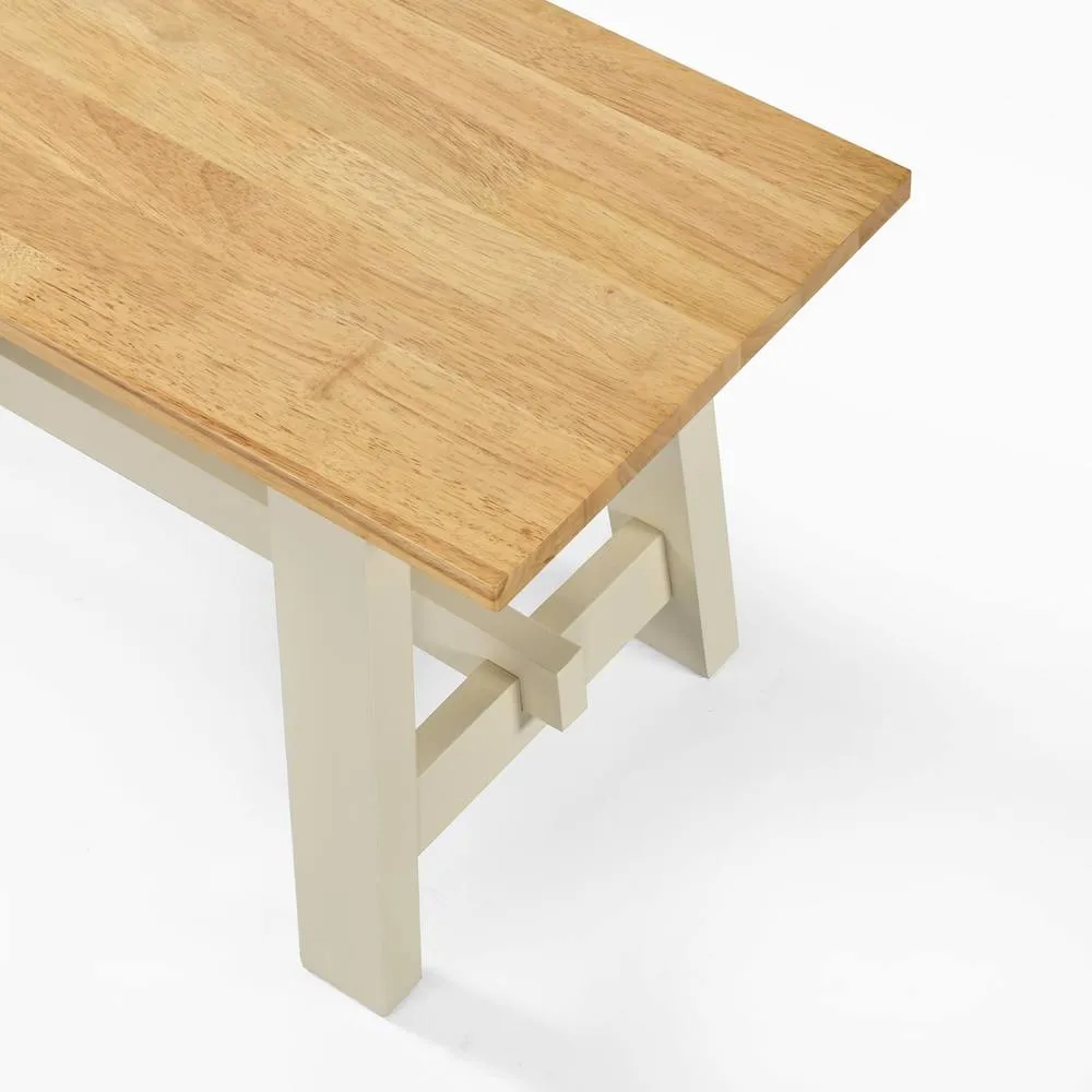 FurnitureboxUK Blakeney Oak & Cream Solid Wood Dining Bench 4