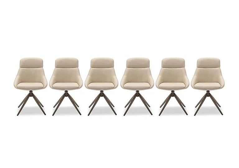 Arno Set of 6 Faux Leather Swivel Dining Chairs - Stone