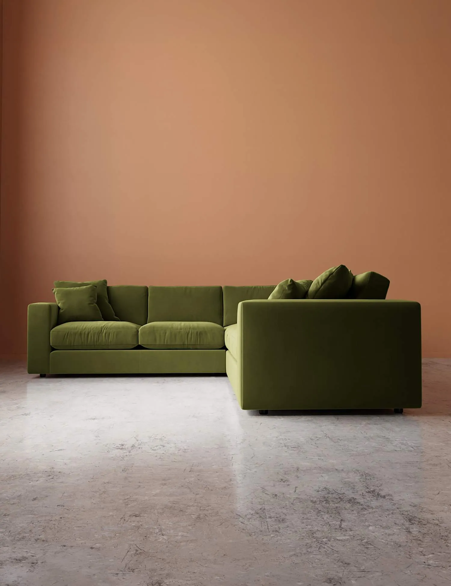 Swoon Easy Velvet Corner Sofa Green