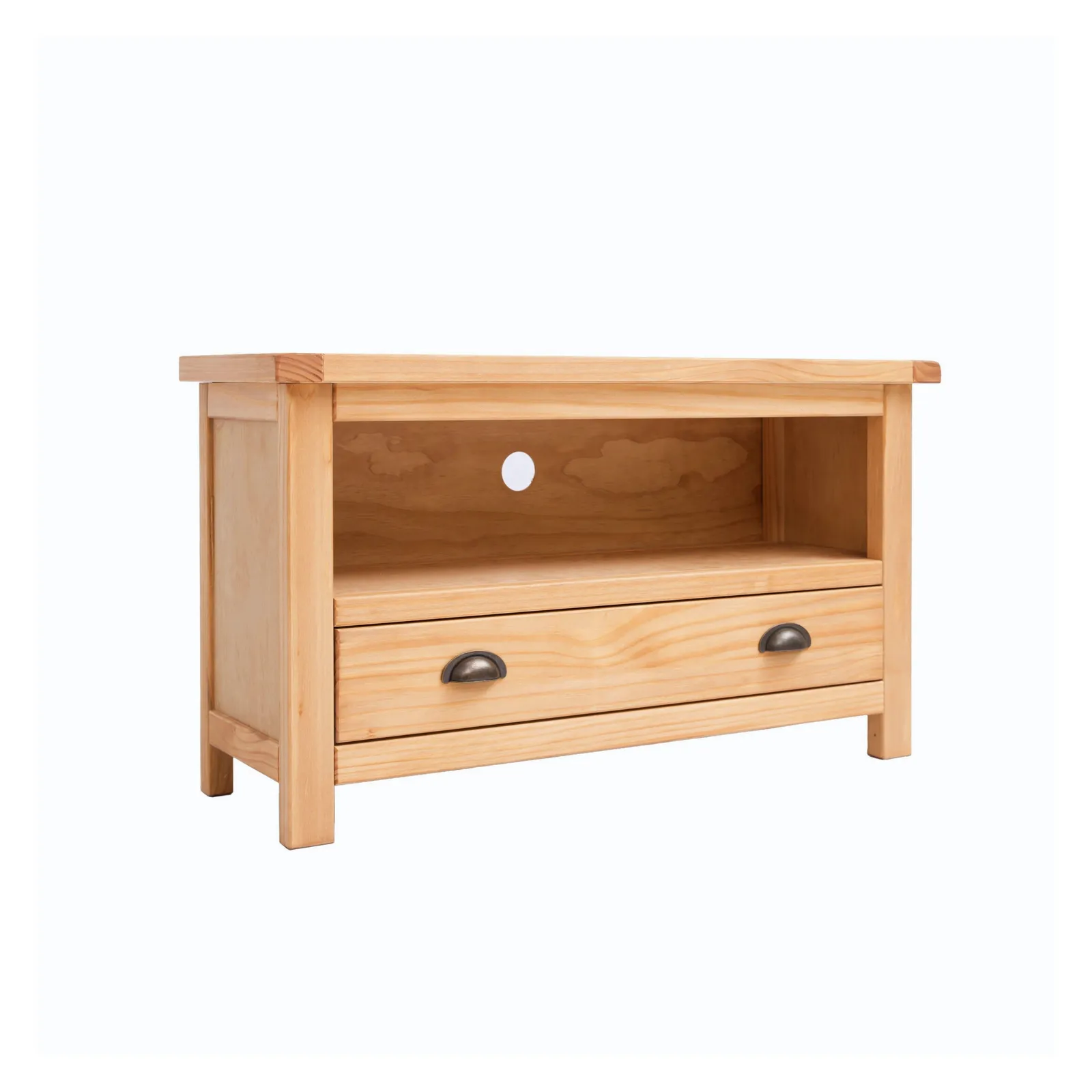 Cabinet Bits Lugo Waxed 1 Drawer TV Cabinet Brass Cup Handle in Light Brown 2