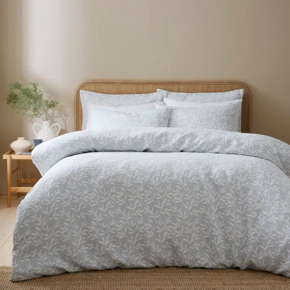 Ecton Leaf Jacquard Duvet Cover & Pillowcase Set 1