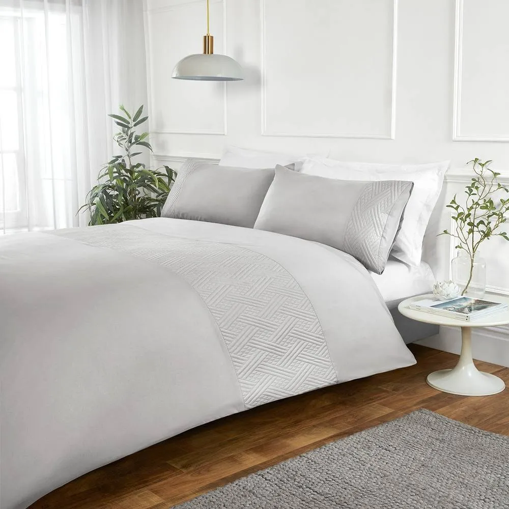 Rapport Home Nova Pinsonic Polyester Luxury Duvet Cover Set with Pillowcase in Grey