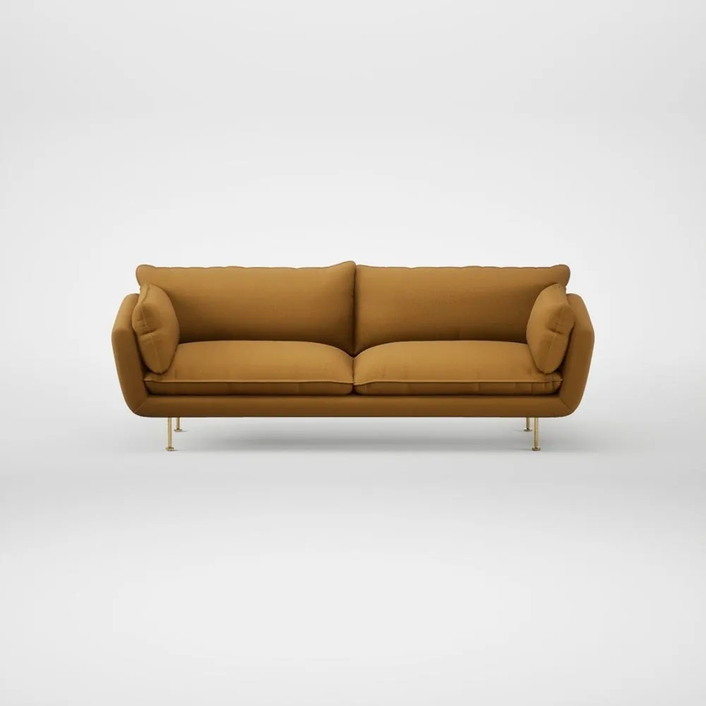 Heal's Allora 4 Seater Sofa Smart Cotton Linen Sahara Brass Feet
