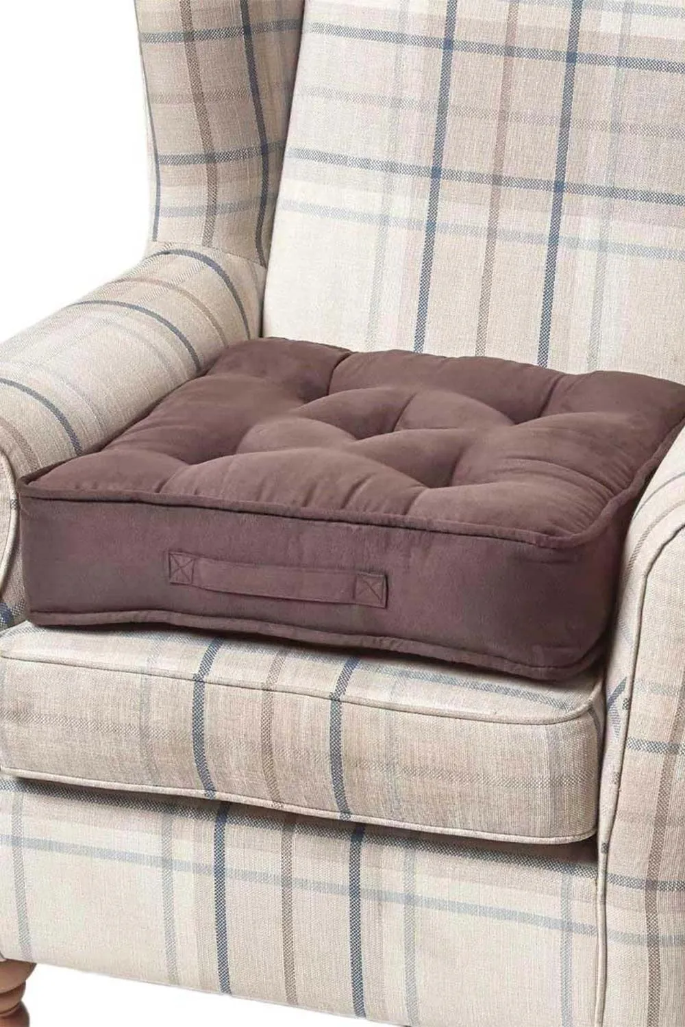 Homescapes Faux Suede Armchair Booster Cushion in Chocolate