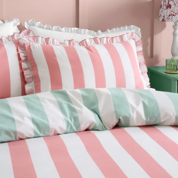 Emmy Frilled Stripe 100% Cotton Standard Pillowcase Pair 2