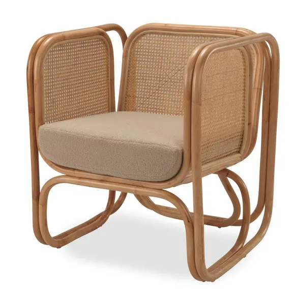Desser Iconic Rattan Chair with Boucle Cushion 2