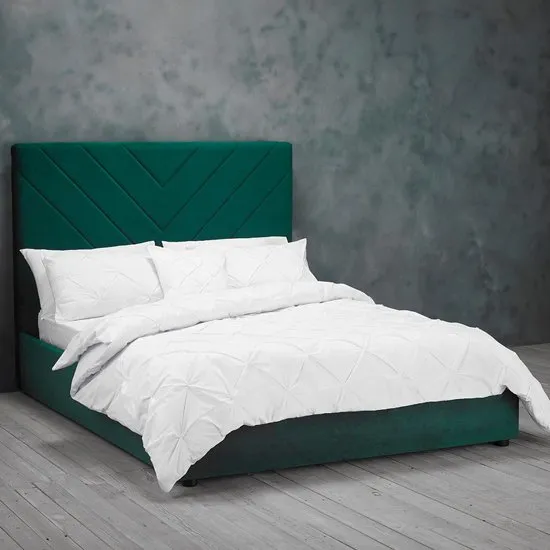 Islington Double Fabric Bed In Forest Green