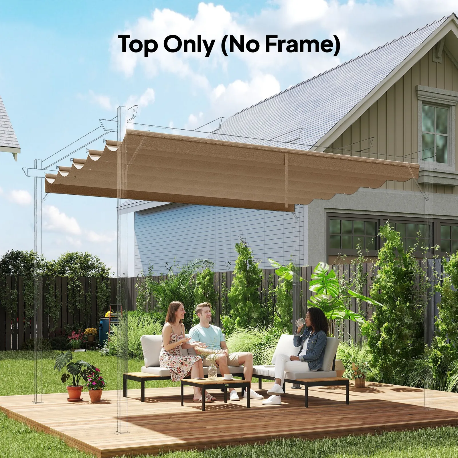 OUTSUNNY 2.55x2.5 m Pergola Cover Replacement for 3x3 m Frame in Brown