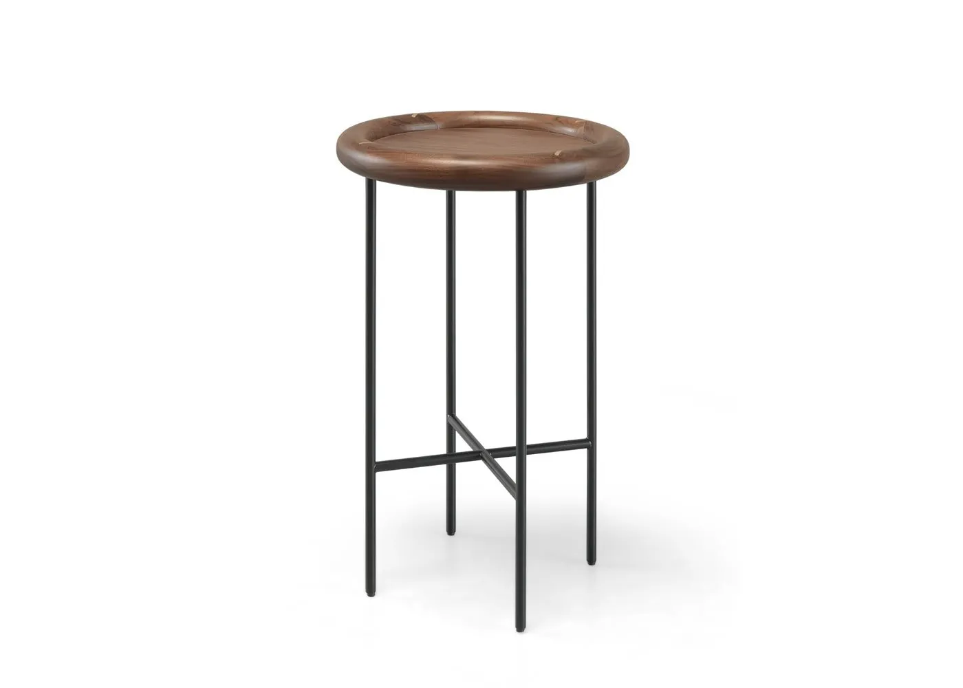 Wewood Side by Side Side Table Tall Walnut Glass