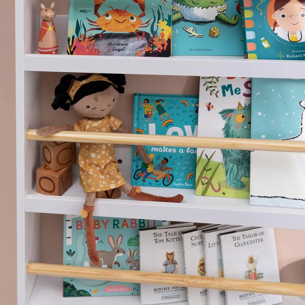 Nöa and Nani Elene Display Wide & Large Shelf Bookcase Wall Mounted & 4 Coathooks in White 3