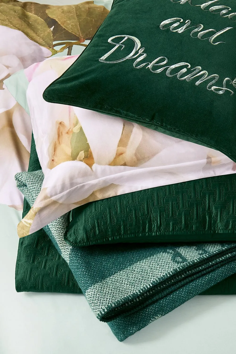 Ted Baker 'Cocktails & Dreams' Cotton Velvet Cushion in Dark Green 2