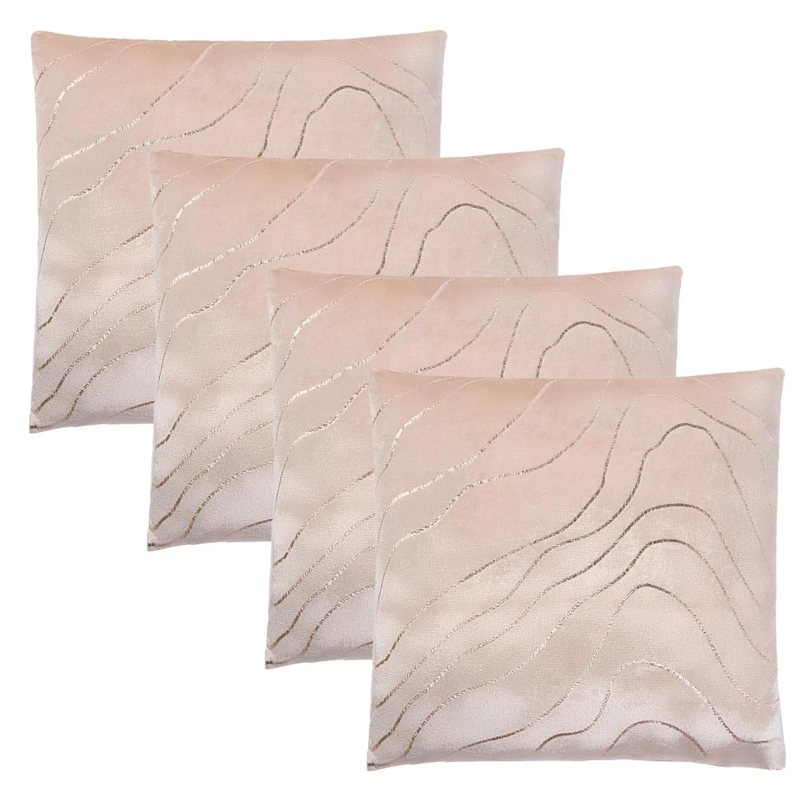 OHS 4 Pack Metallic Wave Cushion Covers Home Decor Set in Natural
