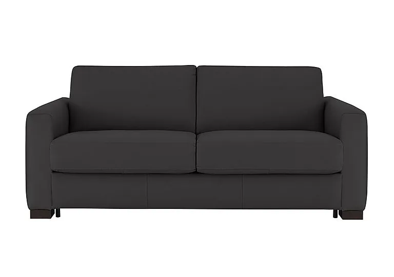 Alcova 3 Seater Leather Sofa Bed with Box Arms - Botero Nero