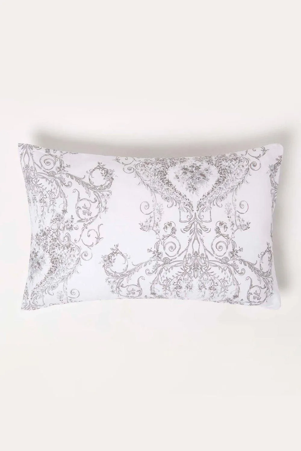 Homescapes French Toile Patterned Rectangular Cushion in Grey