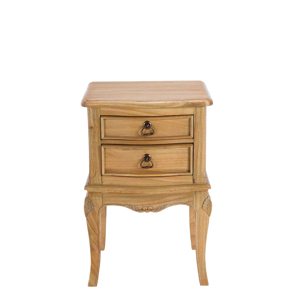 Lille Wooden 2 Drawer Bedside Table, Natural Mindi