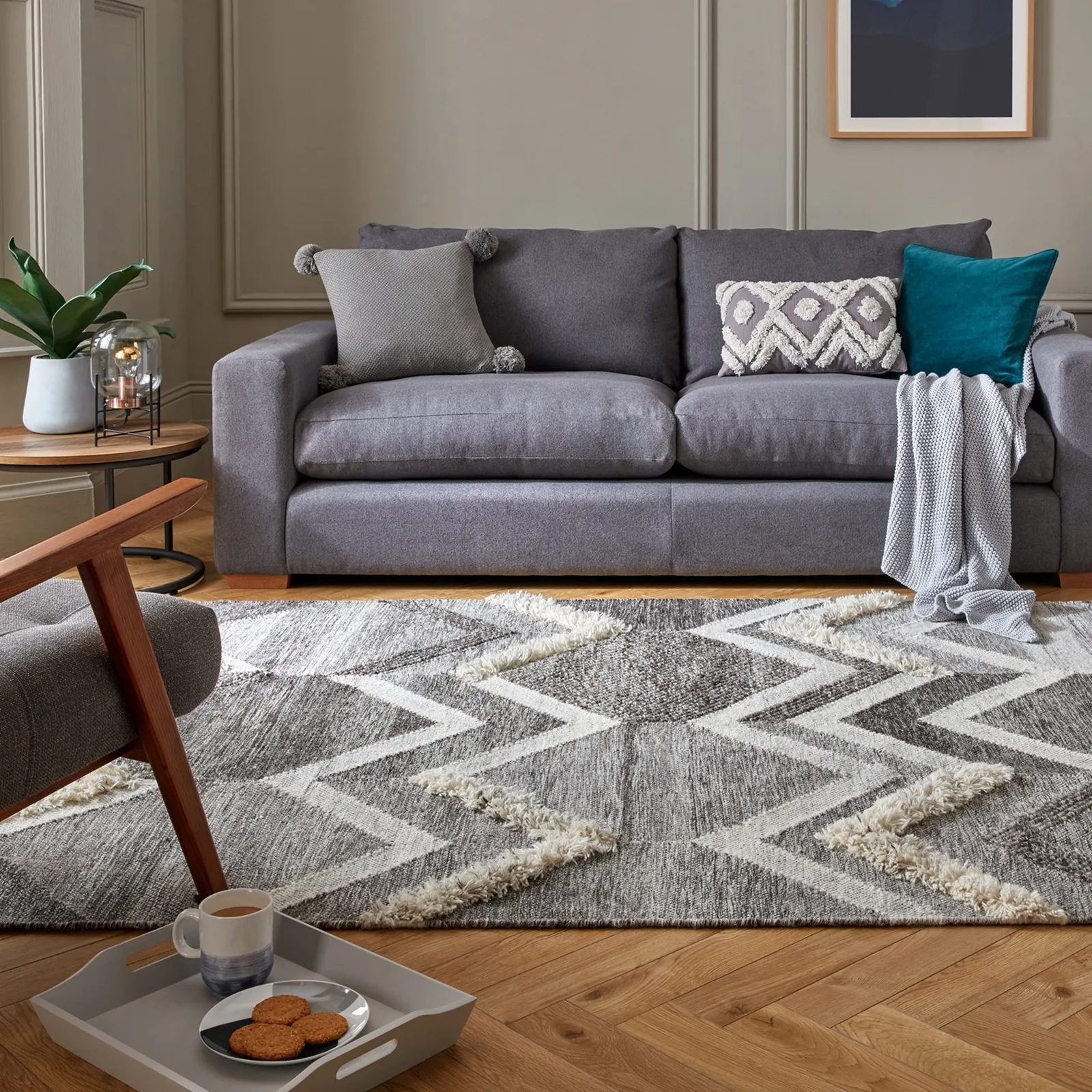 Steffi Wool Blend Rug Grey and White
