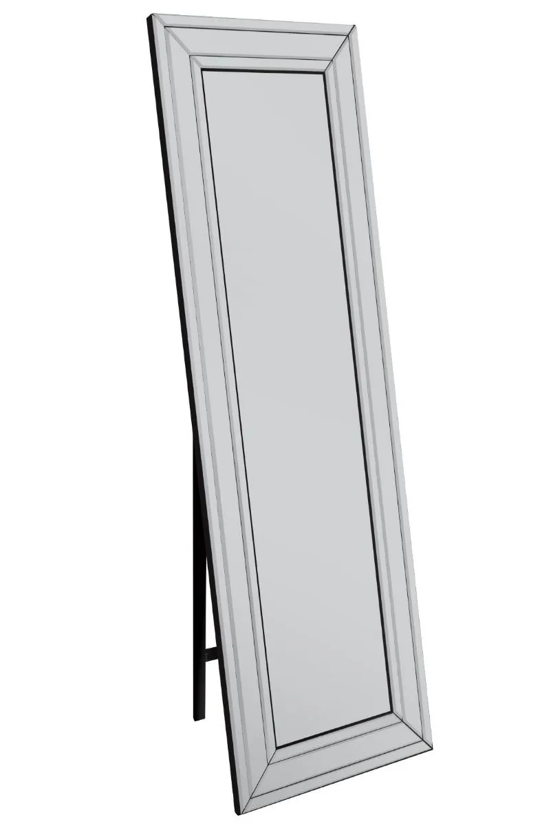 MirrorOutlet Langley All Glass Bevel Cheval Dress Mirror 5ft7 x 1ft11 170cm x 58cm in Silver 3