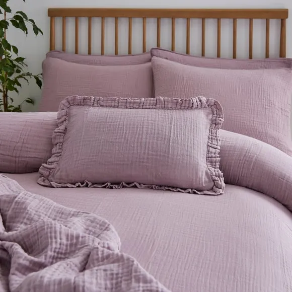 Cotton Muslin Frilled Cushion Cover
