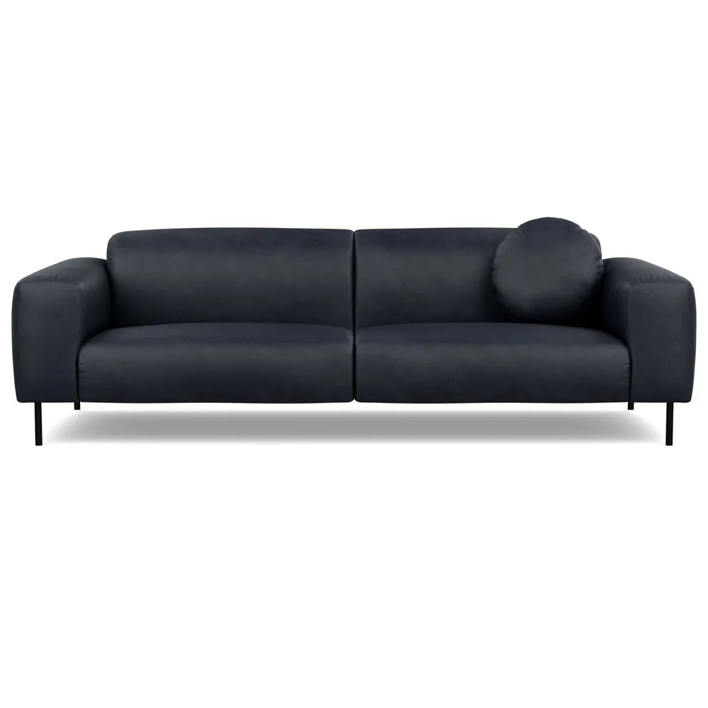 Heal's Luna 4 Seater Sofa Luxury Leather Anthracite Black Feet