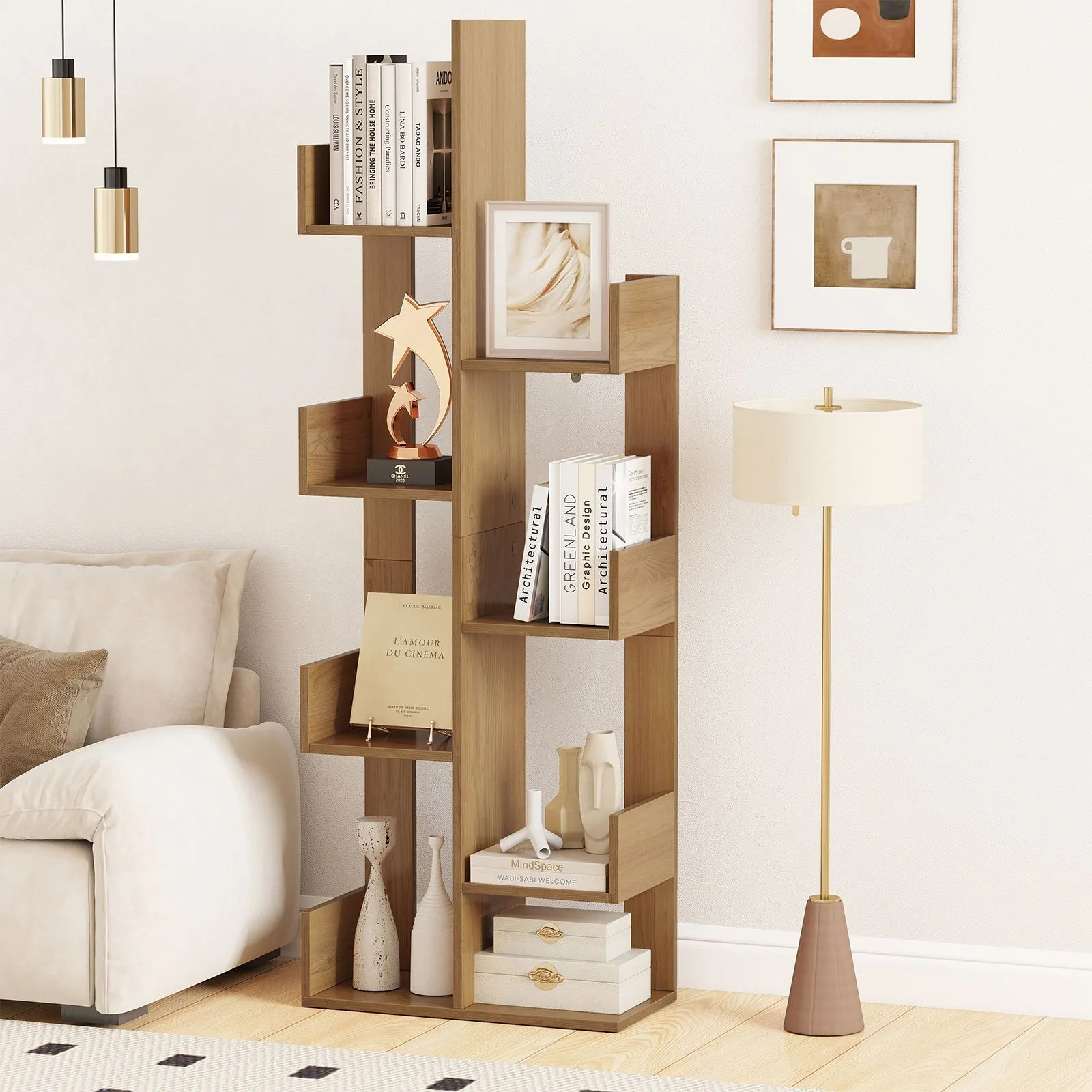 Costway 8-Tier Bookcase Multipurpose Bookshelf Freestanding Bookcase in Natural 3