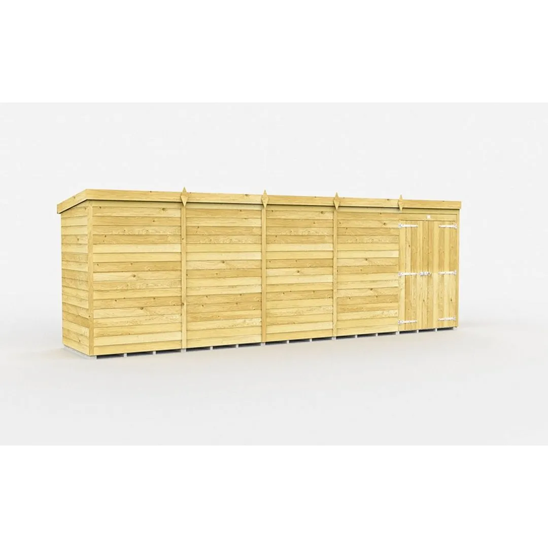 Buttercup Farm 20 x 4 Feet Pent Shed - Double Door W/O Window - L118 x W589 x H201 cm in Brown
