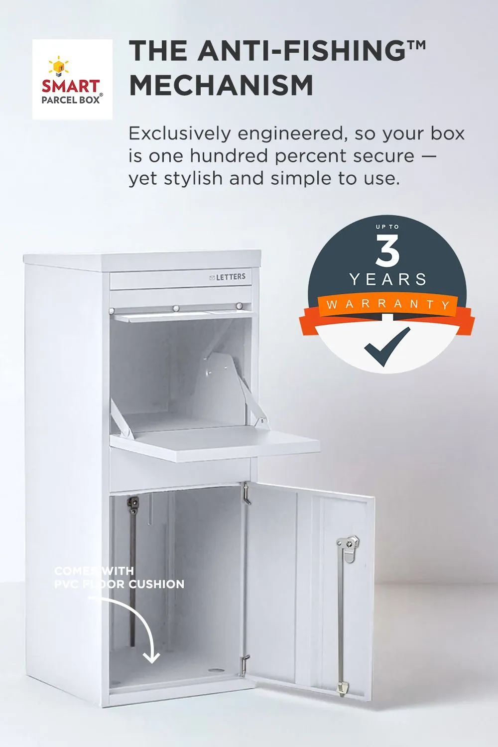 Homescapes Smart Parcel Box® Large Front Access Secure Delivery Box in White 3