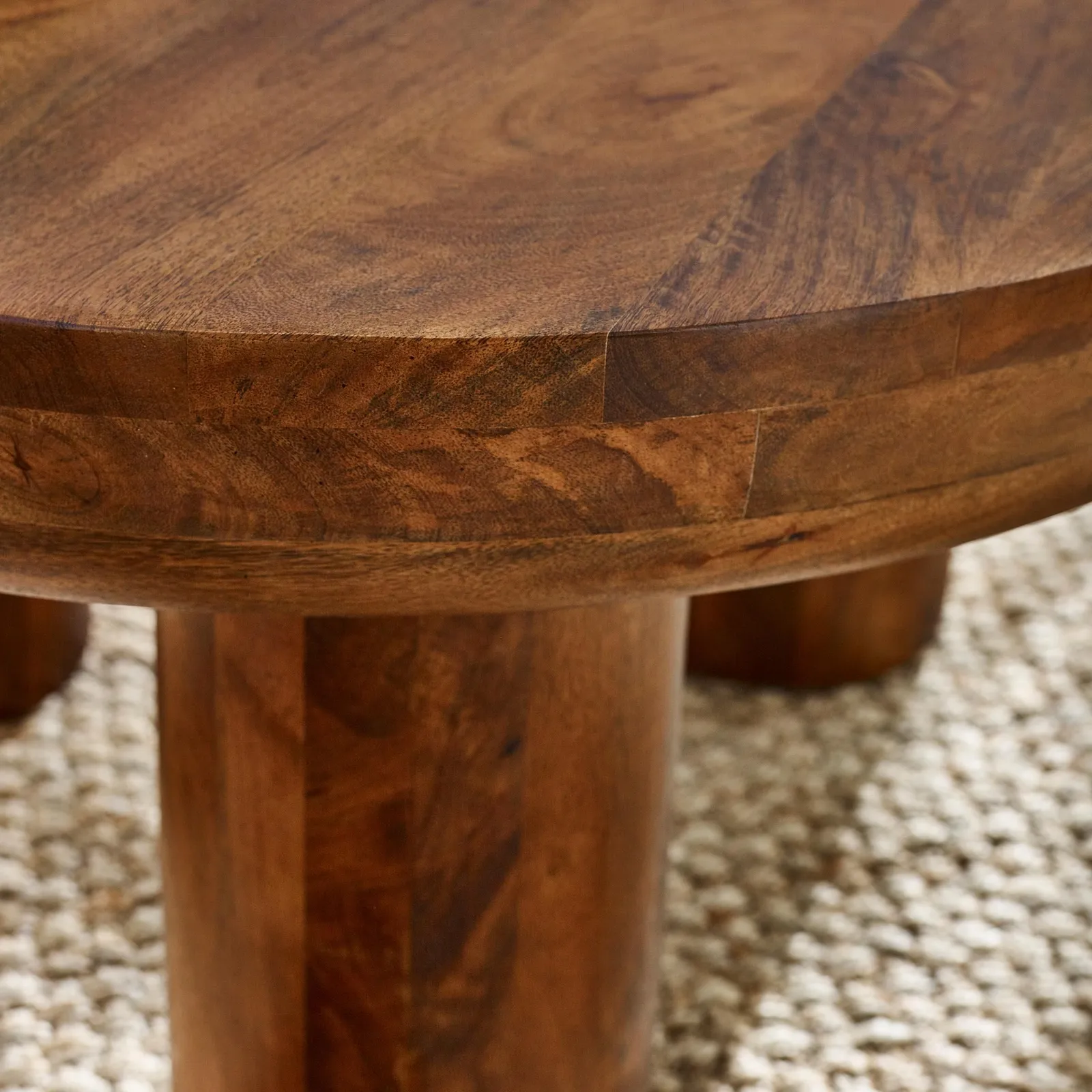 FurnitureboxUK Amy Round Solid Mango Wood Coffee Table in Brown 4