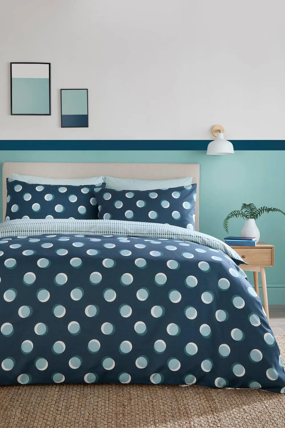 Fusion 'Polka Spot' All Over Spot Print Duvet Cover Set in Blue