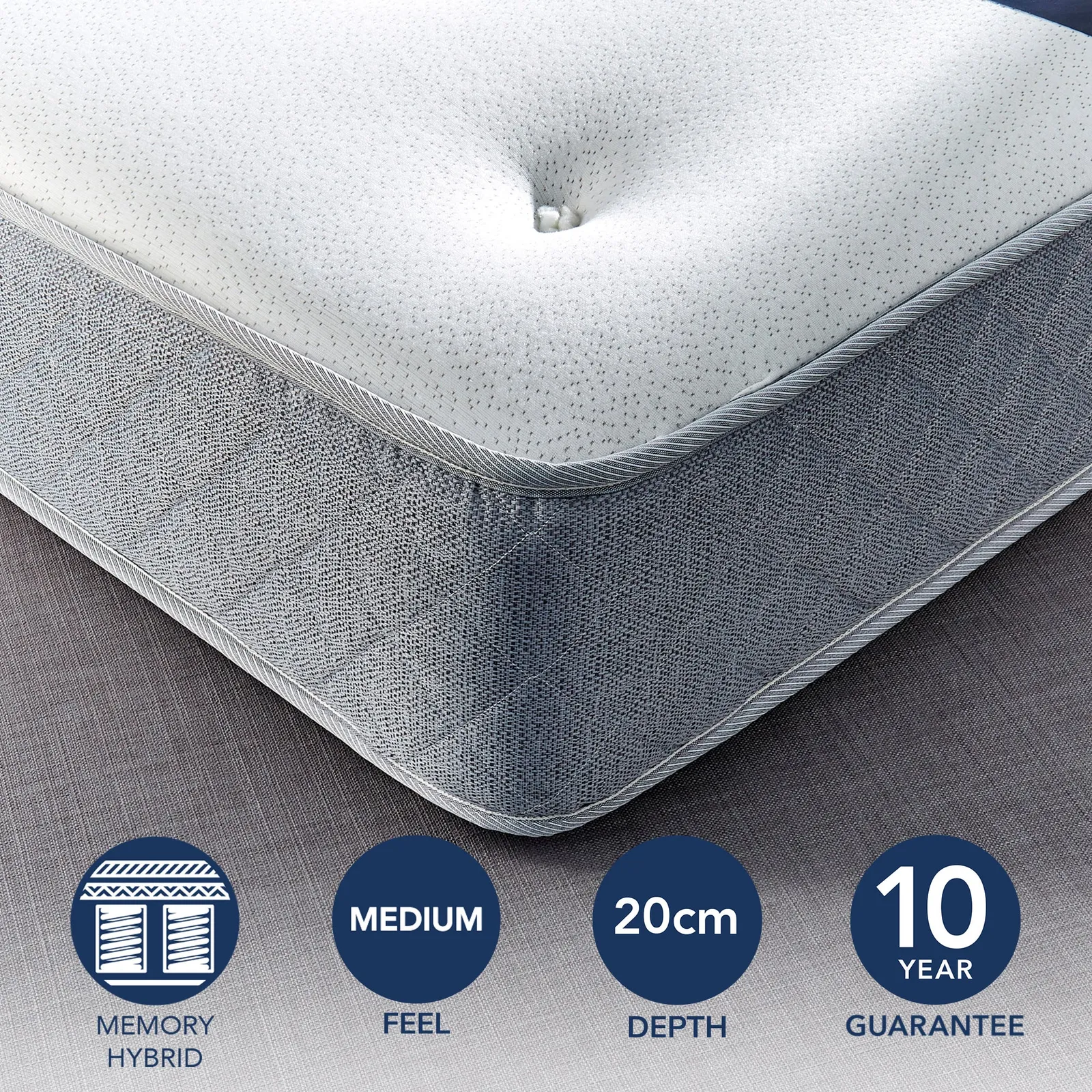 Fogarty Just Right Memory Foam Top Open Coil Mattress White