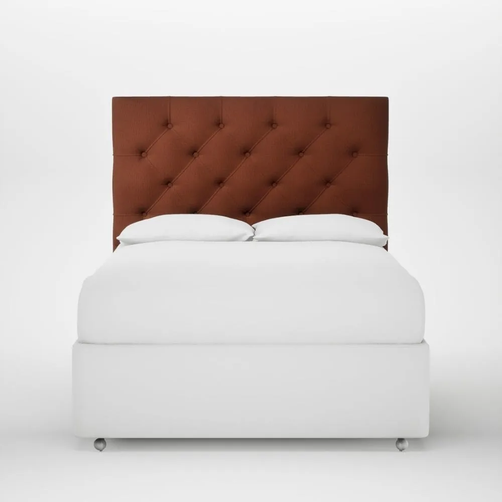 Heal's Balmoral Headboard Double Smart Cotton Linen Rust 2