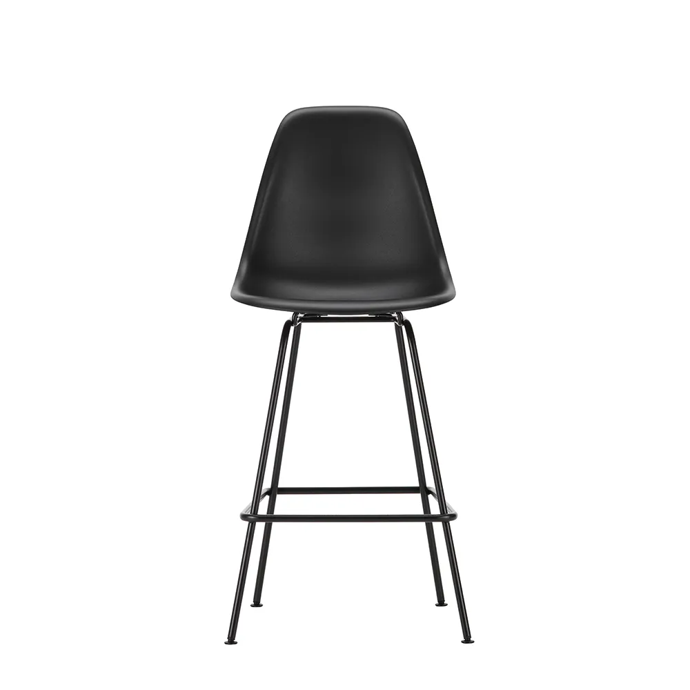 Vitra Eames Plastic Stool RE Medium Deep Black Basic Dark Powdered Legs 1