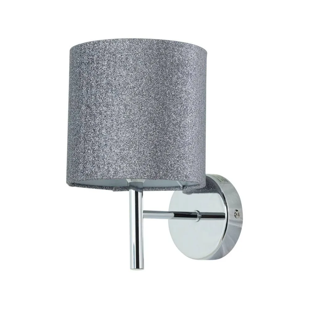 First Choice Lighting Set of 2 Brea - Chrome Wall Lights with Silvery Glitter Shades in Silver 2