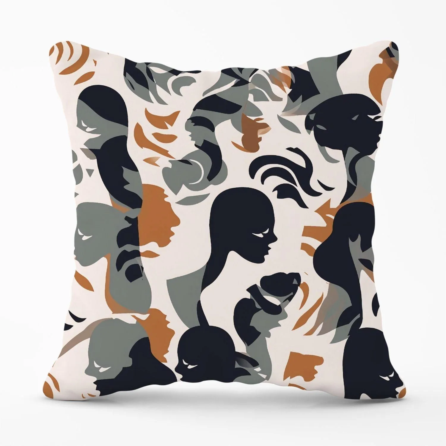 Warren Reed - Designer Abstract Grey Brown Silhouette Outdoor Cushion
