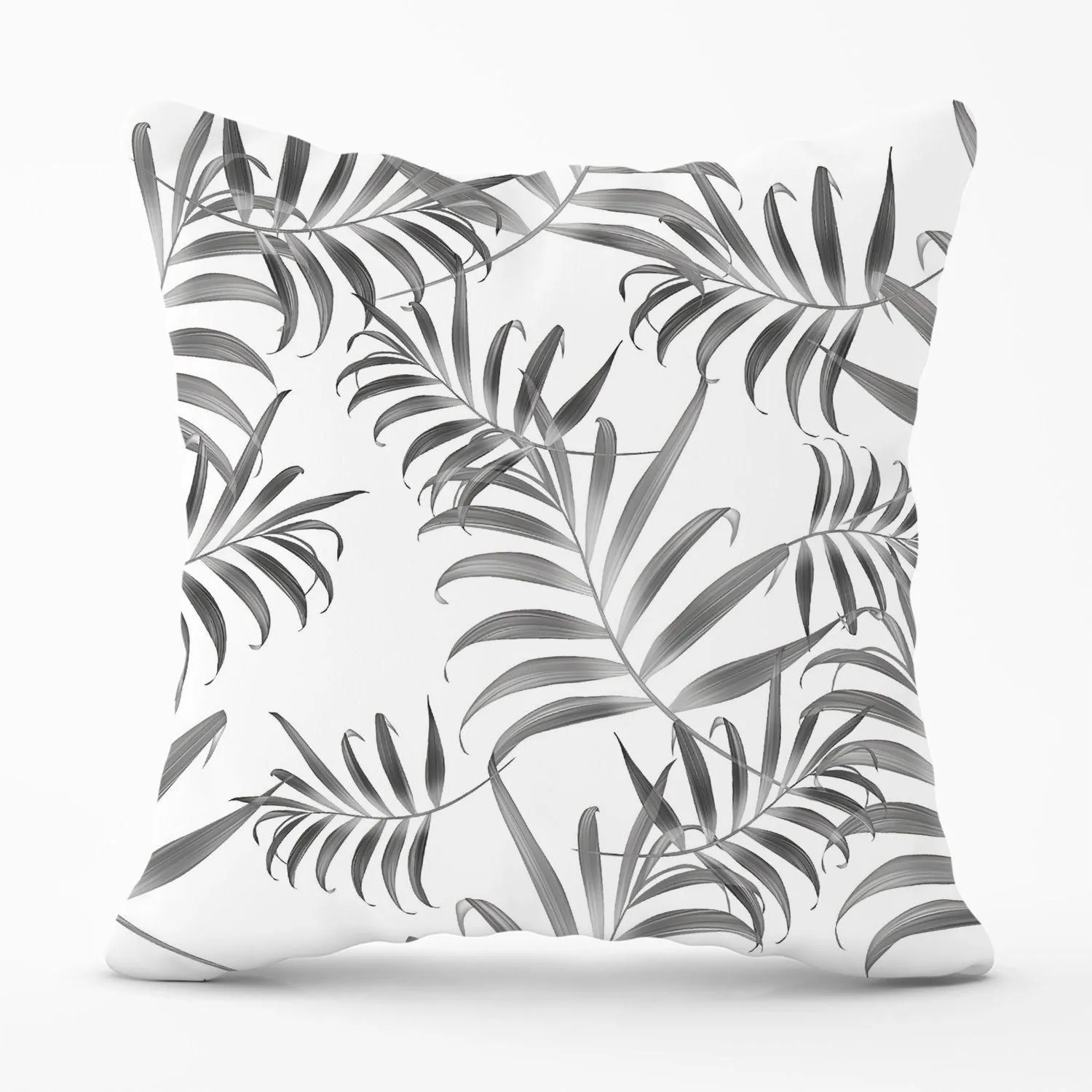 Warren Reed - Designer Hawaiian Style Palm Leaves Outdoor Cushion in Grey