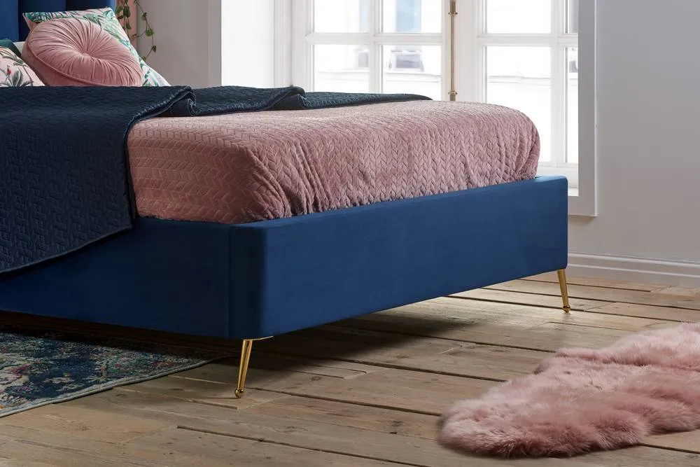 Birlea Velvet Fabric Ottoman Bed Frame Storage Lottie in Mid Blue 4