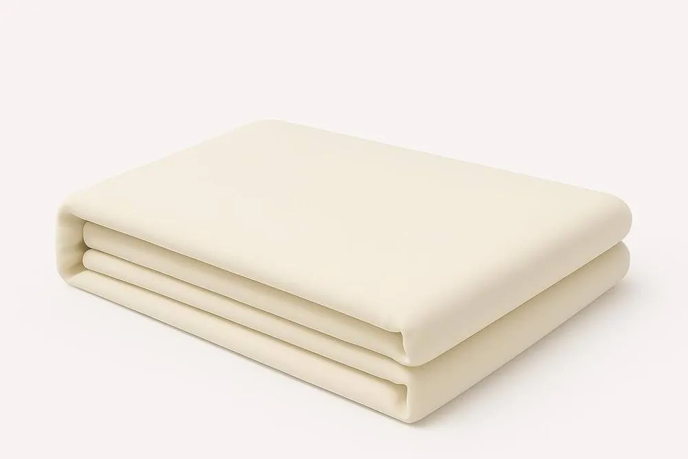 Homes-Linen Plain Dyed Flat Sheet Polycotton Blend Easy Care Bed Linen in Cream
