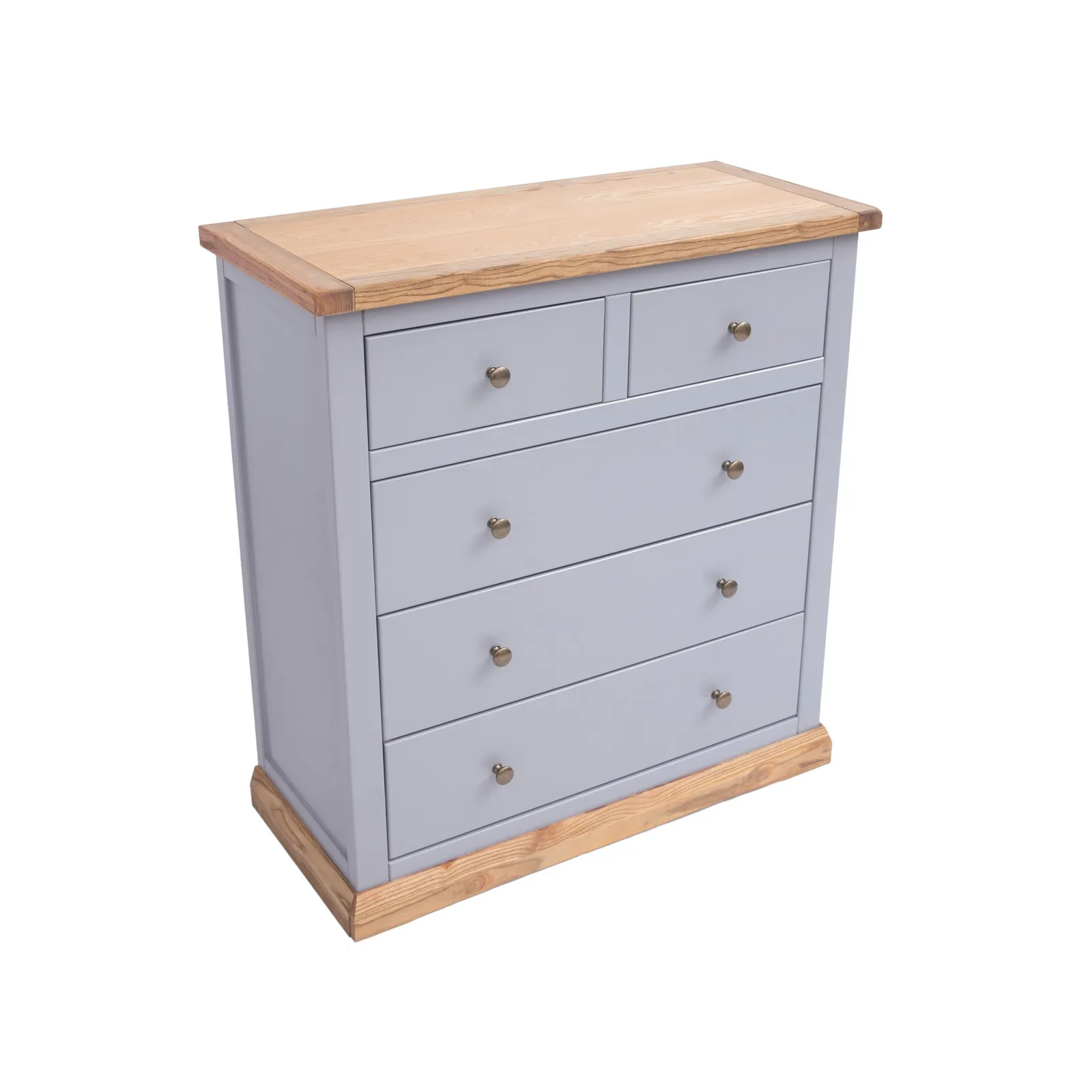 Cabinet Bits Bicarri 5 Drawer Chest of Drawers Brass Knob in Grey 3