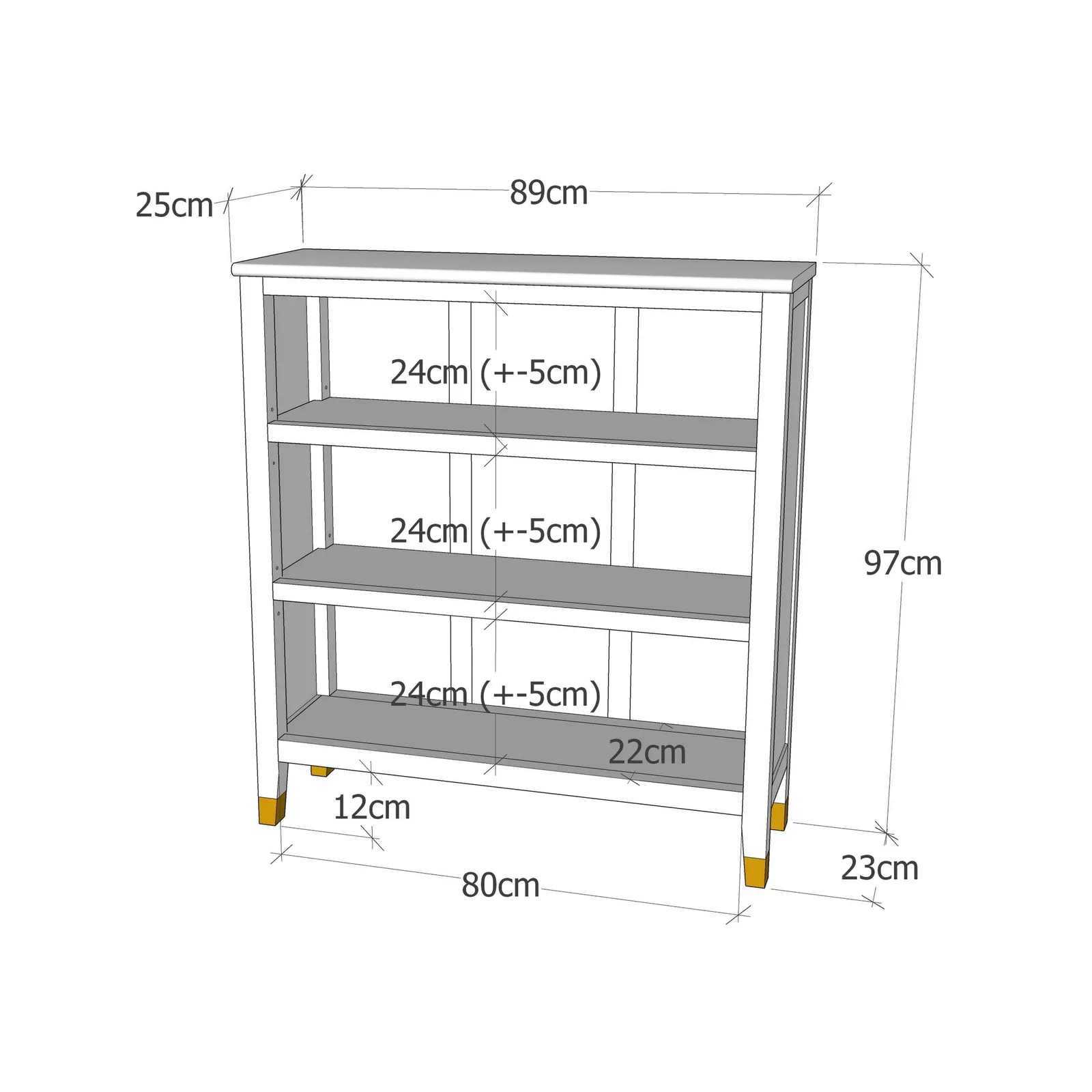 Cabinet Bits Palazzi 3 Tier Bookcase H97 W89 D25cm in Navy 6