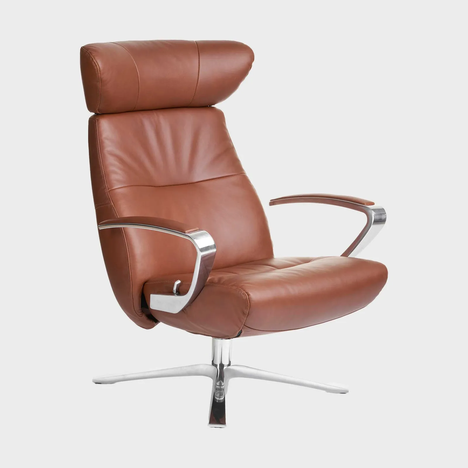 Conform Style Quattro Swivel Recliner Chair, Brown Leather | Barker & Stonehouse 6