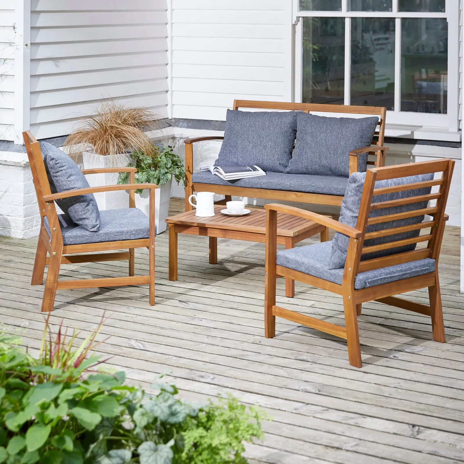 Honolulu 4 Seater Wooden Conversation Set Multi Coloured