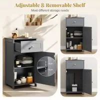 Costway Single Door Bathroom Cabinet Stable & Safe Bathroom Organizer in Grey 3