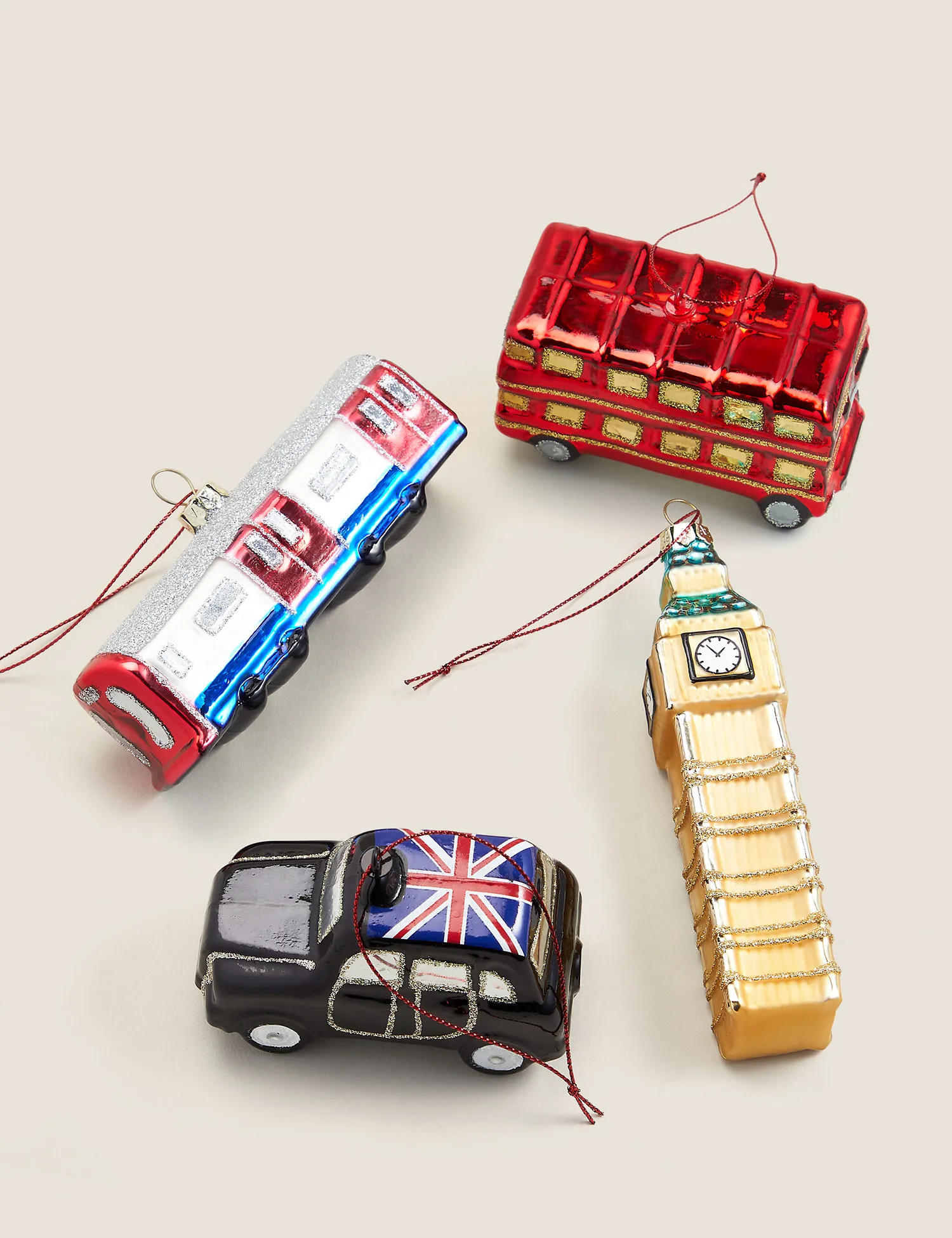 M&S 4 Pack Glass London Tree Decorations