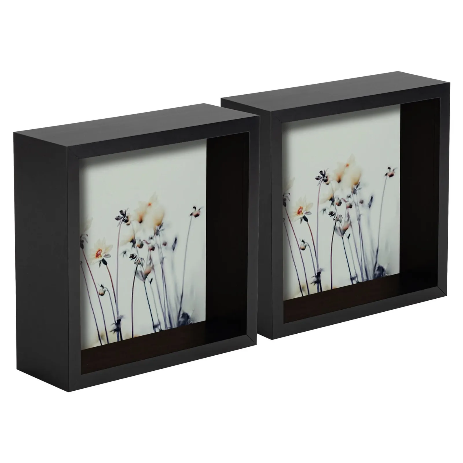 Nicola Spring 5x 3D Deep Box Photo Frames - 6 x 6" Square Box Picture Display Frame in Black