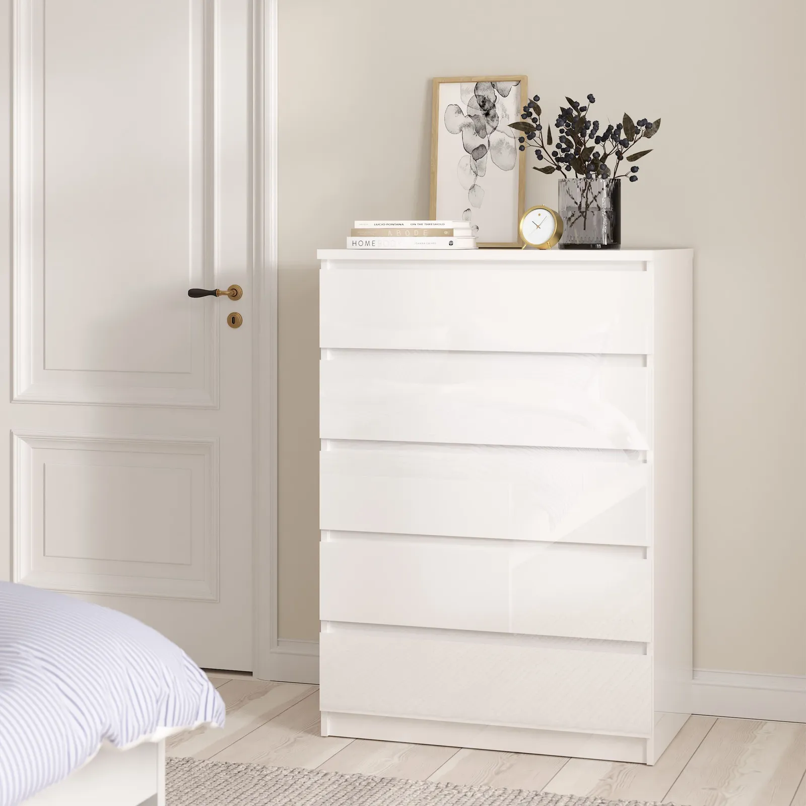 Furniture To Go Naia Chest of 5 Drawers in White 5