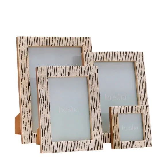 Hestia White Striped Bone Effect Photo Frame 4